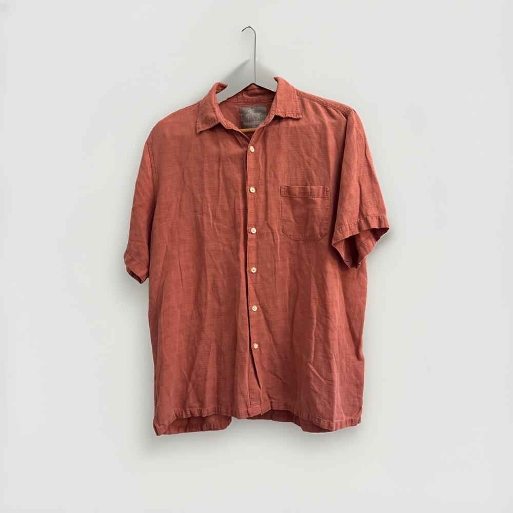 Margaritaville burnt orange silk/linen blend short sleeve button up‎ shirt XL